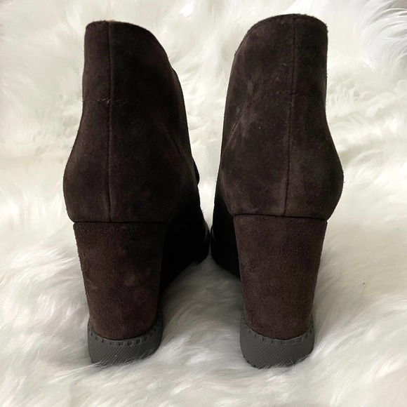See by Chloe Boots Womens EU 36 US 6 Brown Black Suede Ankle Wedge Booties Shoes - Picture 7 of 15